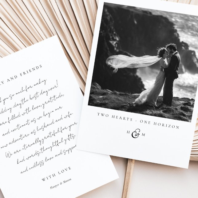 "DEUX COEURS - UN HORIZON" Carte de remerciements  (Créateur téléchargé)