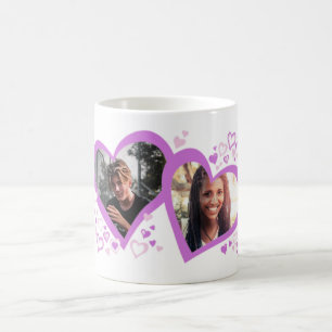 Deux coeurs valentine / photos mariages mug violet