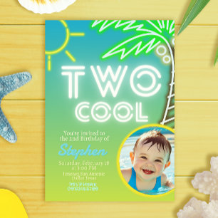 Deux Cool 2e anniversaire avec invitation photo
