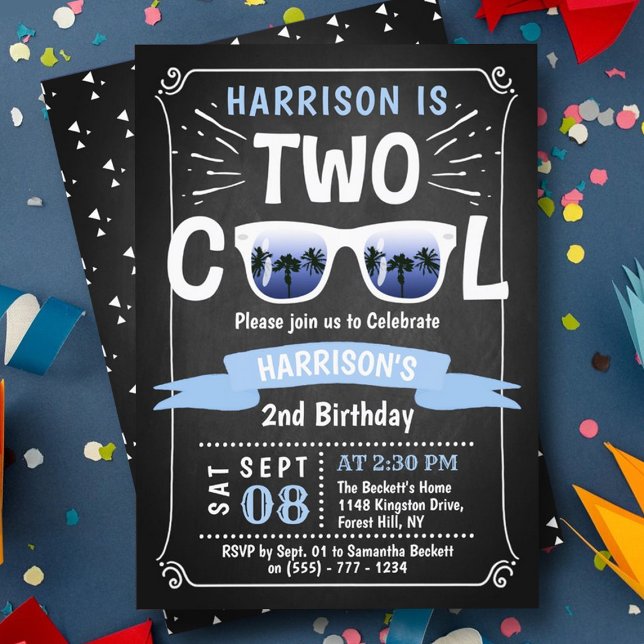Deux Cool Boys Chalkboard 2e Invitations d'anniver (Créateur téléchargé)
