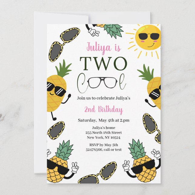 Deux Cool Sunglass fille 2e Invitation anniversair (Devant)