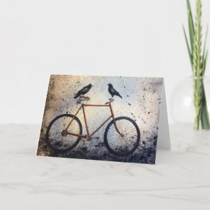 Deux corneilles sur un vintage carte pour notes bl