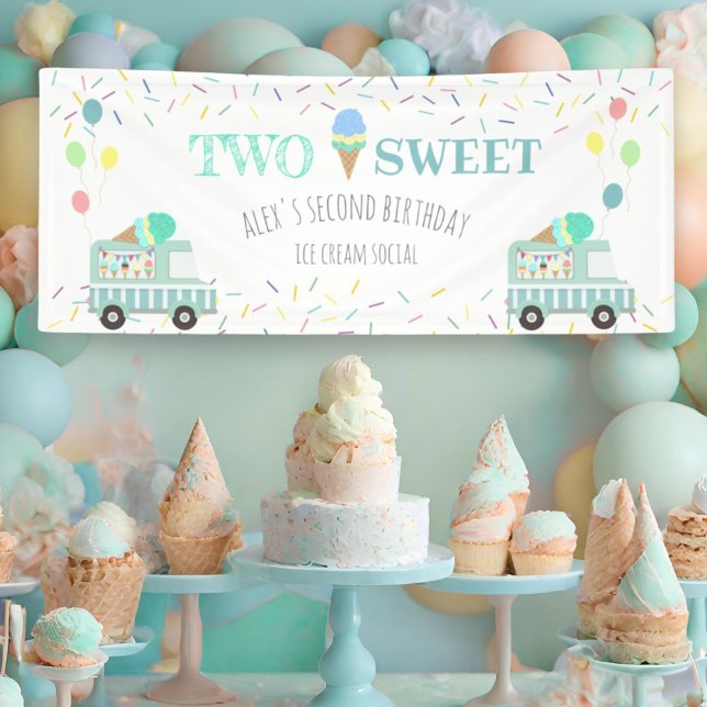 Deux crème glacée douce bannière d'anniversaire so (Créateur téléchargé)