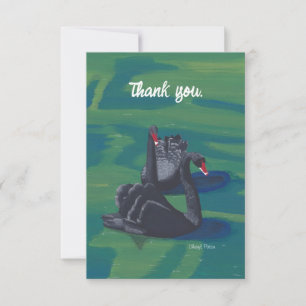 Deux cygnes noirs nager Merci Cartes