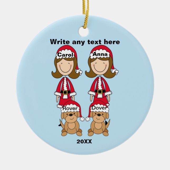 Deux Dames Avec Deux Chiens Ornement De Noël (Devant)