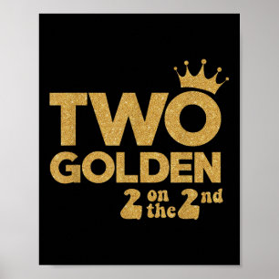 Deux Décorations D'Anniversaire D'Or 2 Sur Le 2E B