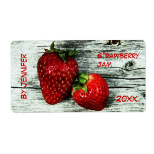 Deux délicieuses fraises étiquette à la confiture