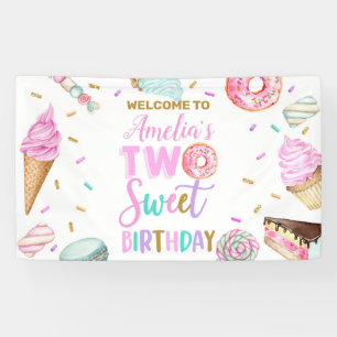 Deux Dessert Sucré Anniversaire Vinyl Bannière