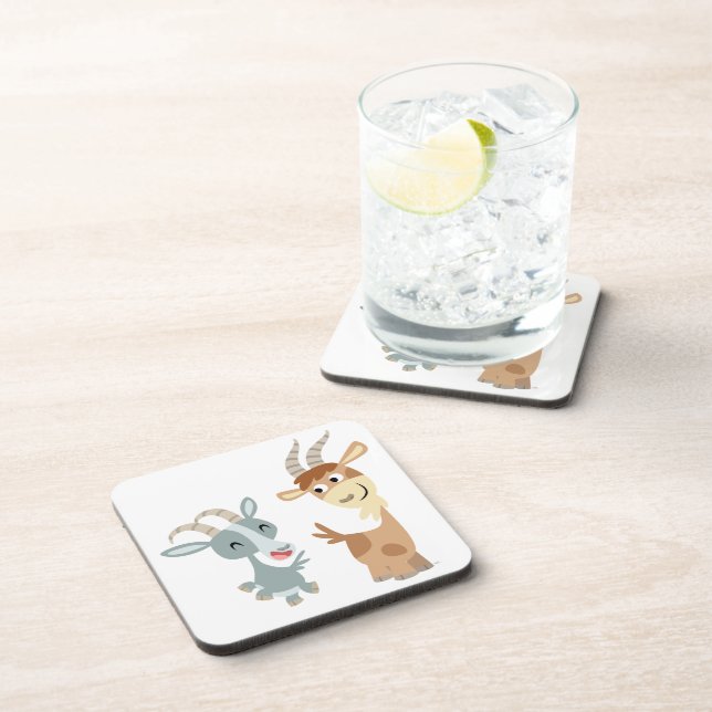 Deux Dessous de verre Cartoon Chèvres Jolies Ensem (Côté Droit)