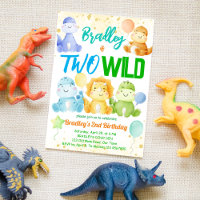 Deux dinosaures de bébé mignon sauvage invitation