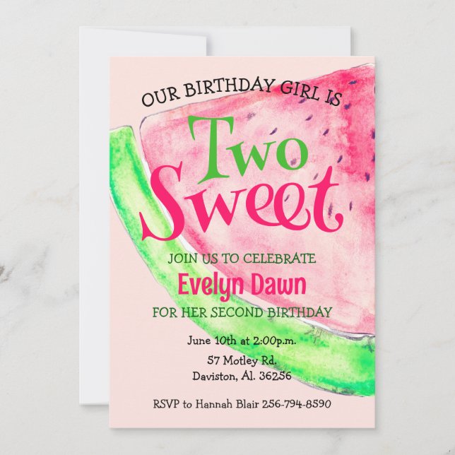 Deux Douces Invitation D'anniversaire (Devant)