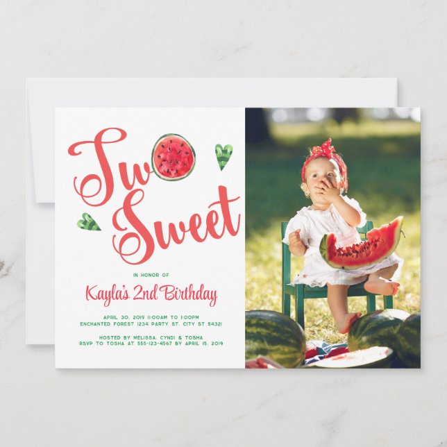 Deux doux 2e anniversaire Invitation photo (Devant)