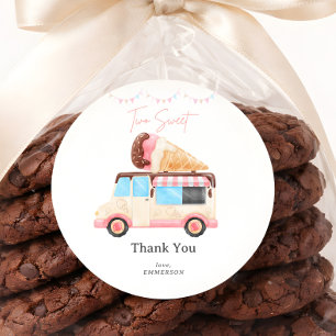 Deux doux autocollants de camion de glace d'annive
