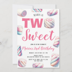 Deux doux Marshmallow rose 2e Invitation anniversa