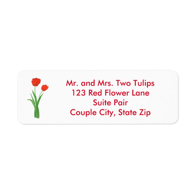 Deux Étiquettes de adresse de fleurs de tulipes ro (Devant)