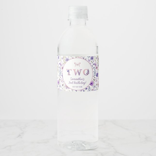 Deux Étiquettes Wild 2e Birthday Water Bottle (Devant)