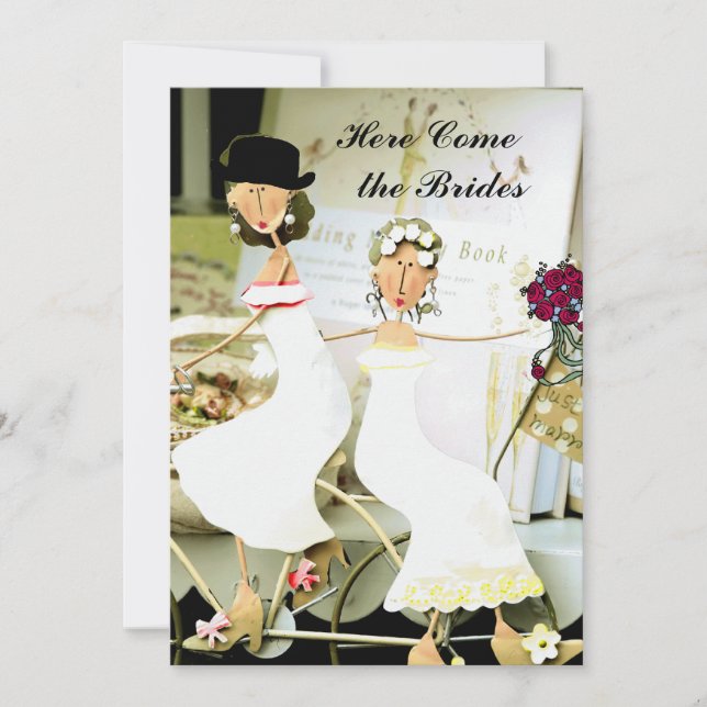 Deux faire-part de mariage de jeunes mariées avec (Devant)