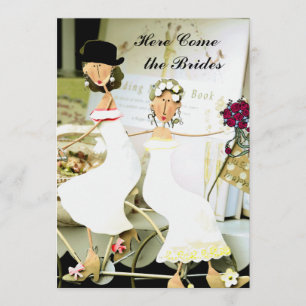 Deux faire-part de mariage de jeunes mariées avec