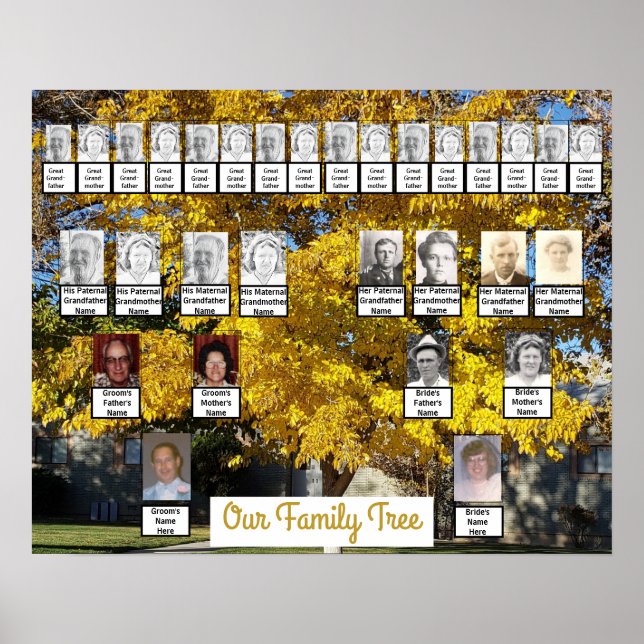 Deux familles Autumn Tree Photos | Poster des noms (Devant)