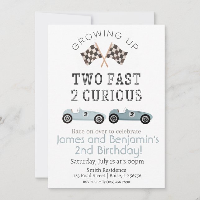 Deux Fast 2 Curieux Invitation Anniversaire (Devant)