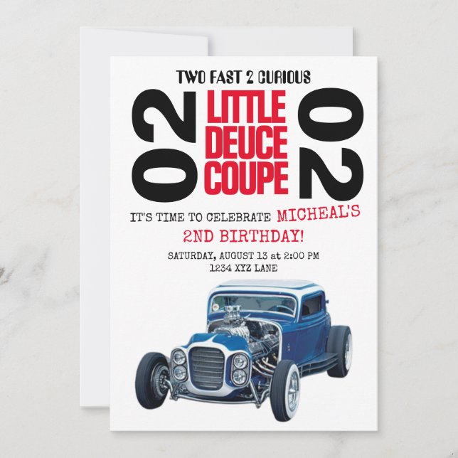 Deux Fast Deuce Coupe Car 2e invitation anniversai (Devant)