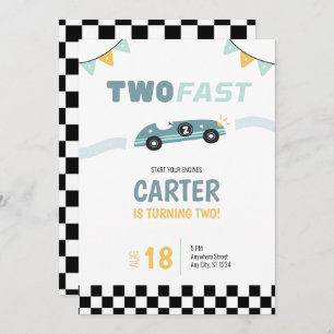 Deux Fast Race Car 2e Invitation Anniversaire