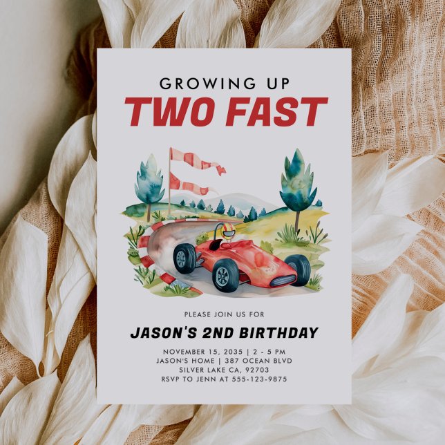 Deux Fast Race Car 2e Invitation Anniversaire (Créateur téléchargé)