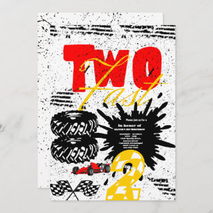 Deux Fast Race Car Boy 2e Invitation de fête d'ann