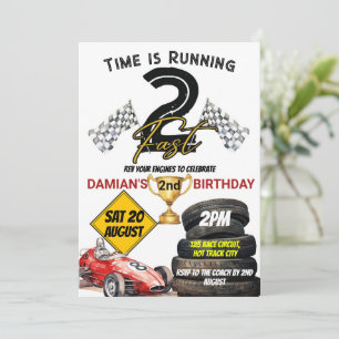 Deux Fast Racing Car 2nd Birthday Boy Invitation