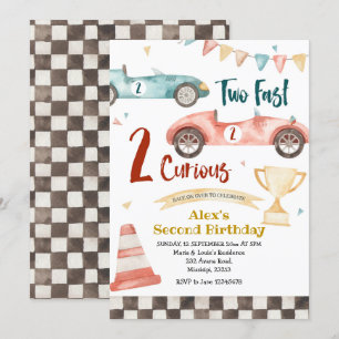Deux Fast Two Curious Retro Racing Invitation