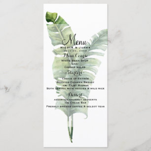 Deux feuilles de palmier élégantes Menu de mariage