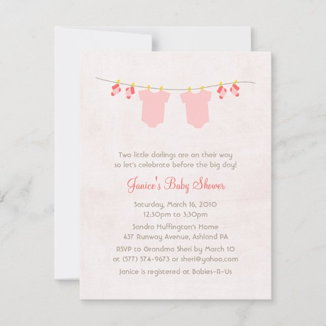 Deux Filles De Bébé Belle Douche Invitations (Devant)