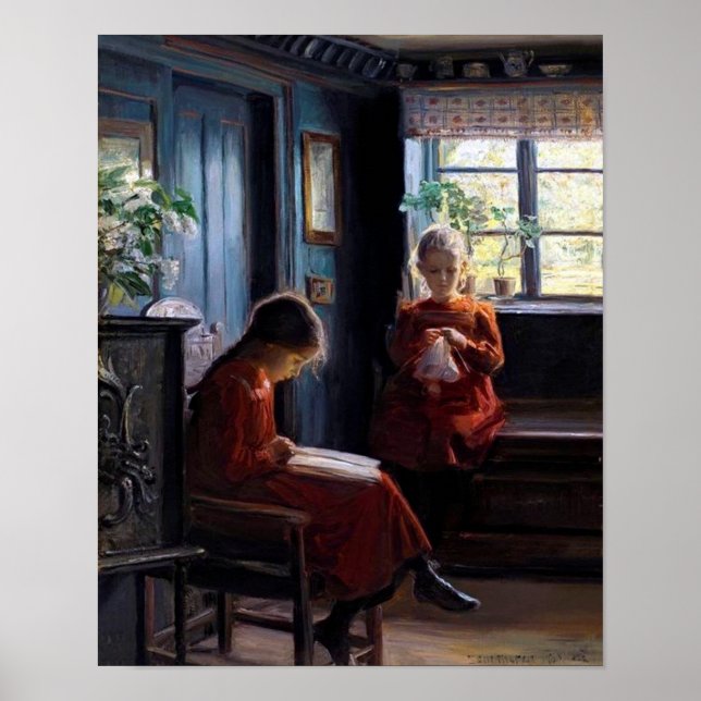 Deux filles Poster d'Art Vintage (Devant)