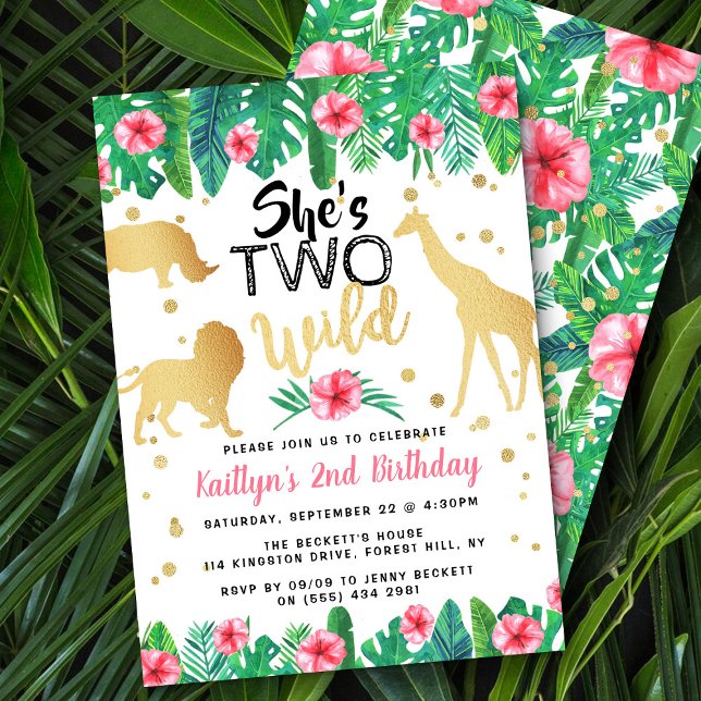 Deux Filles sauvages Invitations de fête d'anniver (Créateur téléchargé)