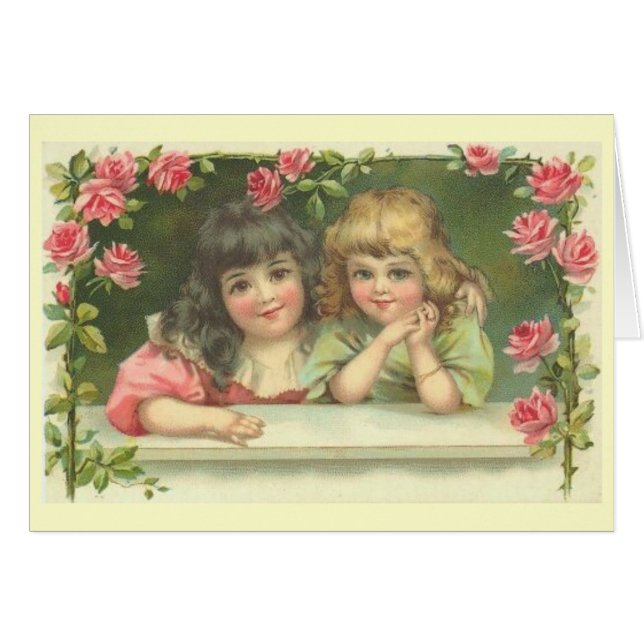 Deux filles victoriennes dans une roseraie (Devant Horizontal)