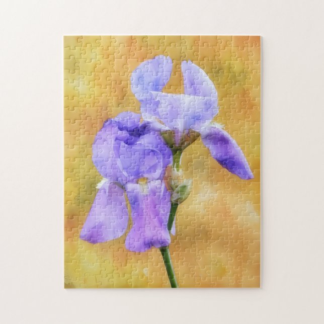 Deux fleurs violettes Iris Printemps Puzzle Art (Vertical)
