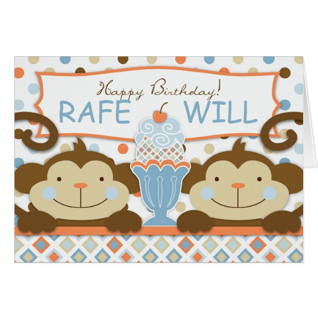 Deux fois la carte de GARÇONS d'amusement (Devant horizontal)