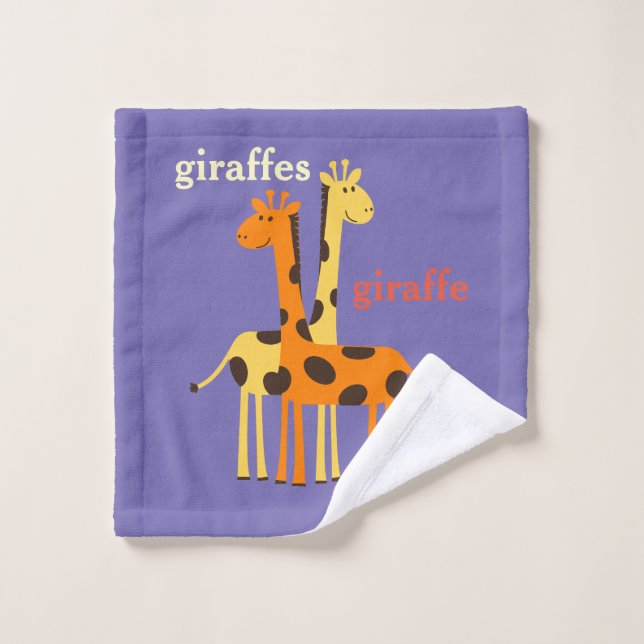 Deux girafes sur Arrière - plan pourpre (Gant de toilette)