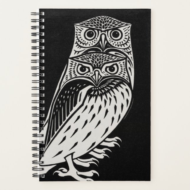 Deux hiboux noirs et blancs par Julie de Graag 202 (Devant)