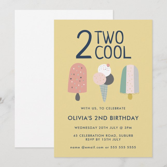 Deux Invitation Cool d'anniversaire (Devant / Derrière)
