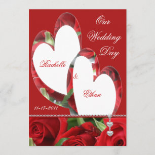 Deux invitations de mariage de rose rouge de