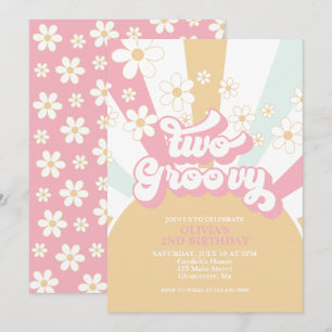 Deux Invitations Ensoleillées Groovy Rétro Été