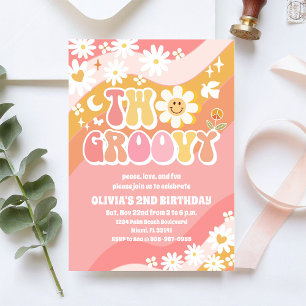 Deux invitations groovy pour un 2ème anniversaire
