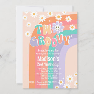 Deux invitations Super Boho Daisy 2e anniversaire