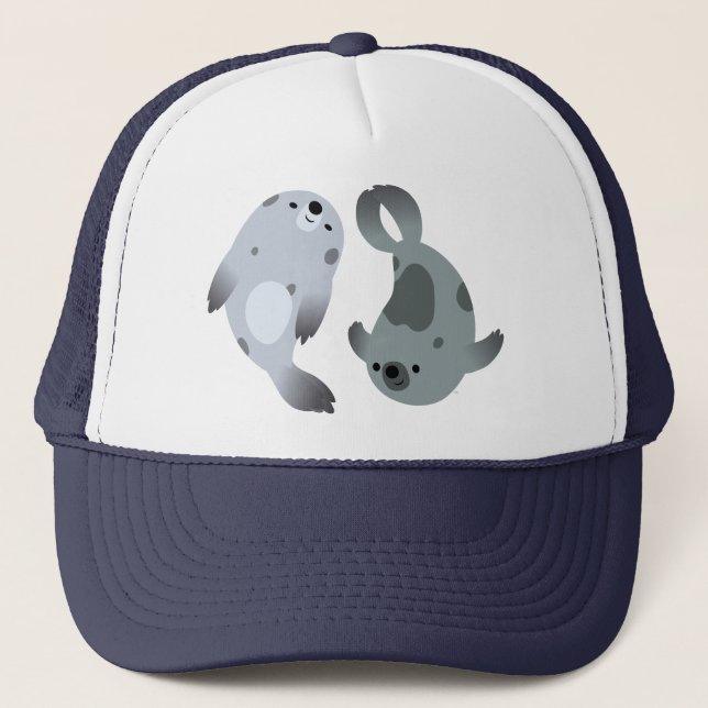 Deux Joli Casquette de sceaux de caricature de la  (Devant)