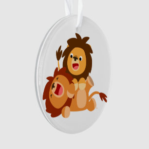 Deux jolies caricatures Lions Acrylique Ornement