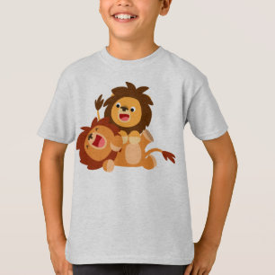Deux Jolies T-shirt Enfants Lions Cartoon Jouant