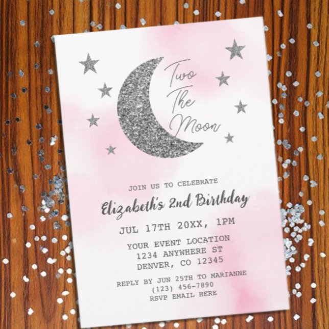 Deux La Lune 2e Invitation Anniversaire (Créateur téléchargé)