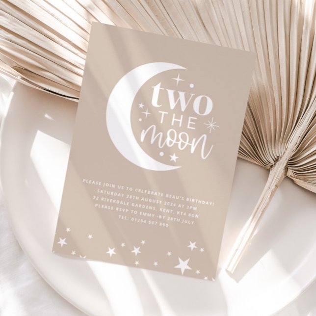 Deux La Lune Beige Anniversaire Invitation (Créateur téléchargé)