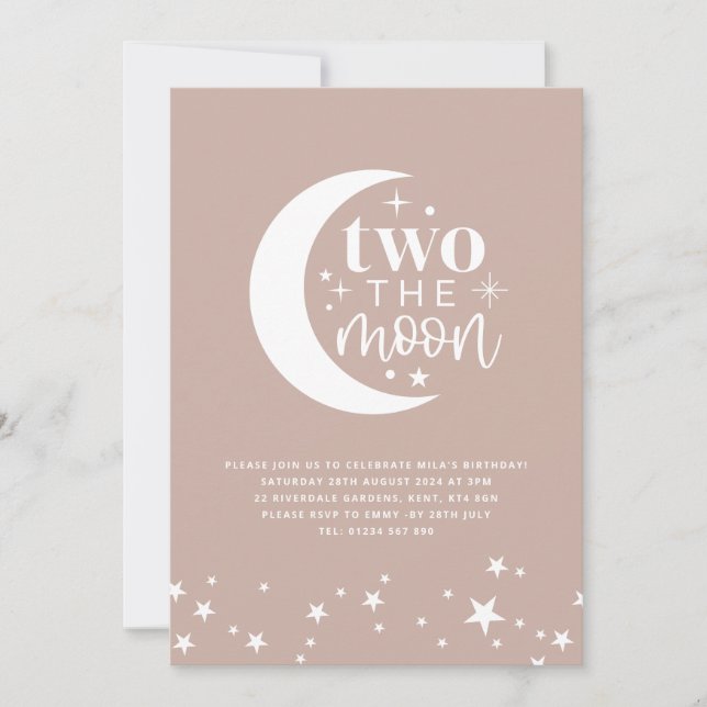 Deux La Lune Blush rose Invitation Anniversaire (Devant)